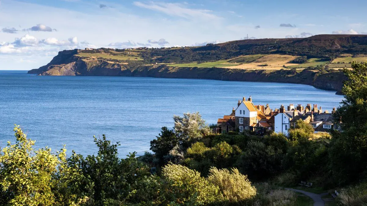Dramatic Yorkshire Coast cliffs and beaches near Robin Hoods Bay - part of the stunning North York Moors coastline